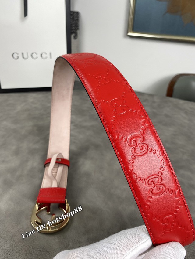 Gucci經典皮帶 古奇雙G板扣腰帶  jjp1333